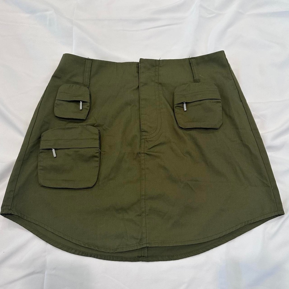 Forever 21 Vintage 2000s Y2K Cargo Skirt Utility Olive Green Khaki XS